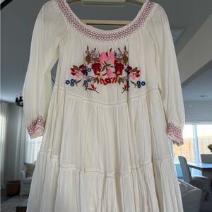 Free People Embroidered White Dress